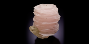 Stacked Crystals of Pink Calcite with Quartz